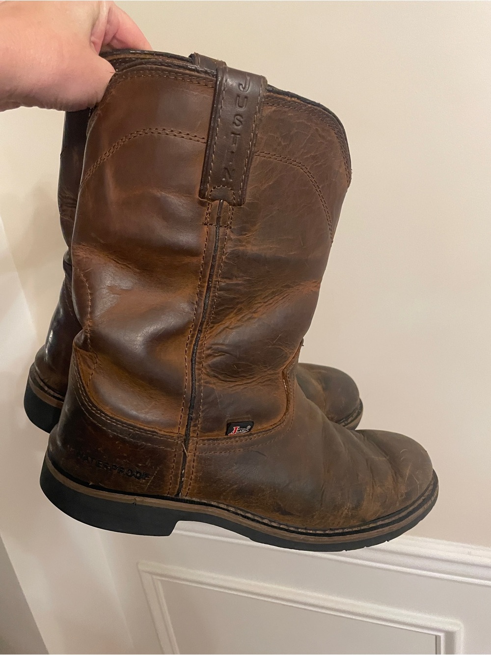 Justin Original Work Boots WK4960 Brown Leather Waterproof Western Work Boots